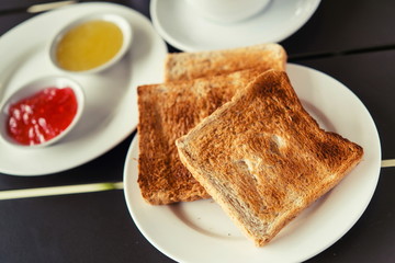 Toast, jam, served with set breakfast.