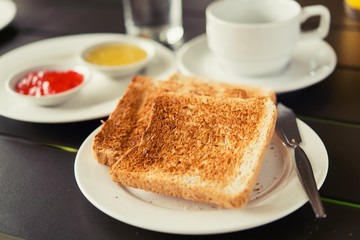 Toast, jam, served with set breakfast.