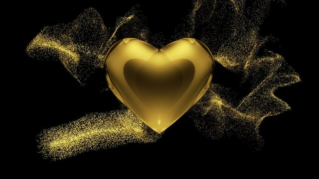 Heart in gold on black