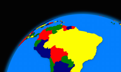 south America on planet Earth political map