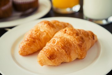 Croissant Breakfast served with black coffee