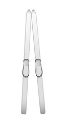 Old wooden alpine skis in grey design