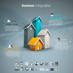 Business infographic made of houses.