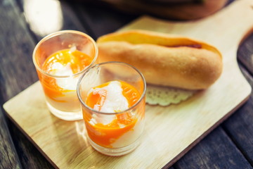 Boiled eggs,soft-boiled egg  and bread Yuan