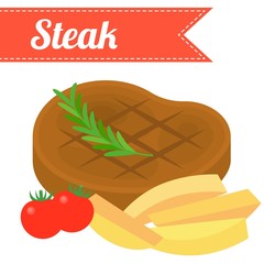 Vector steak, flat design, no gradientdish