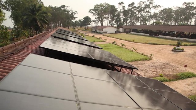 Solar Panels on Roof Wide Shot 2
