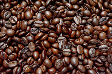 Fototapeta premium Closeup of roasted coffee beans