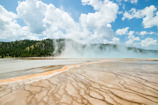 Grand Prismatic Spring at Yellowstone National Park, full of colorful Bacteria and thermophiles