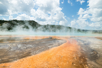 Grand Prismatic Spring at Yellowstone National Park, full of colorful Bacteria and thermophiles