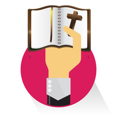 vector bible hand flat circle on white background