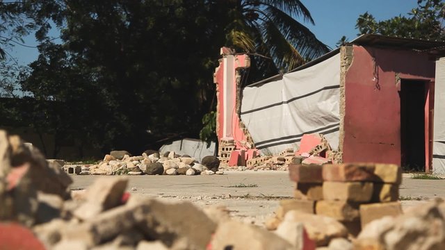 Earthquake Haiti Rubble Tight Dolly Shot