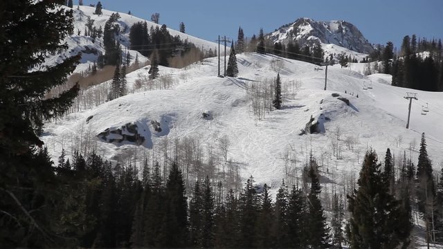 Ski Lift at Resort Wide Shot