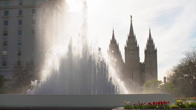 Temple and Fountain Downtown Salt Lake City2