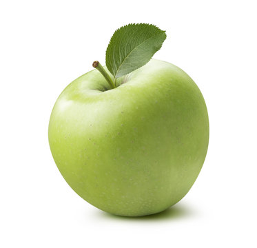 Single whole green apple 2 isolated on white background