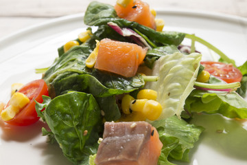 Mediterranean-style pasta salad with salmon