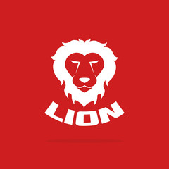Vector images of lion head design on red background.