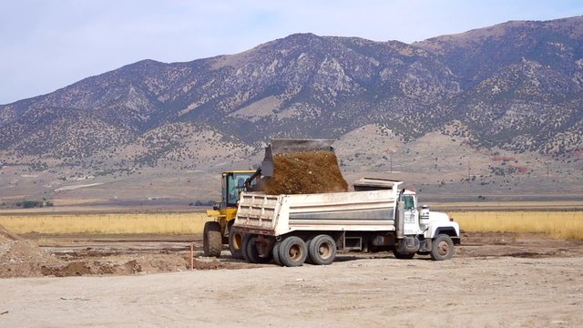 Dump Truck Slow Motion Wide Shot2