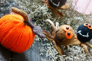Halloween background, handmade, pumpkin, spider, october