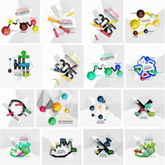 Fototapeta premium Set of abstract geometric paper infographic banner templates