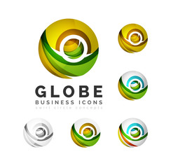 Set of globe sphere or circle logo business icons