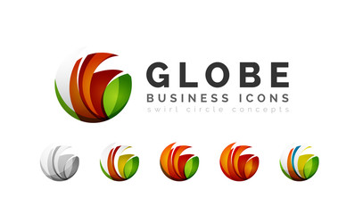 Fototapeta premium Set of globe sphere or circle logo business icons