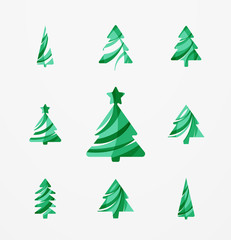 Set of abstract Christmas Tree Icons, business logo concepts