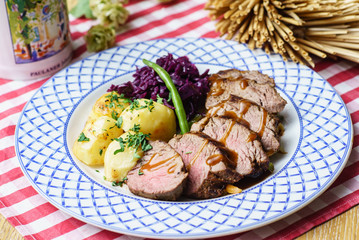 roasted beef with potatoes