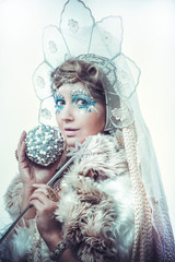 Snow Queen over white background
