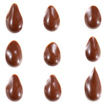 Drop of chocolate isolated on white background. Collection