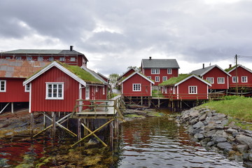 Habitations de pécheurs,  îles Lofoten  Norvège