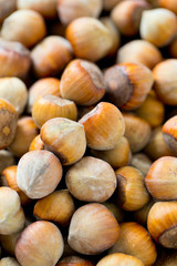 hazelnuts and autumn leaves