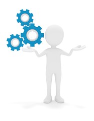 3D Männchen mit Zahnräder