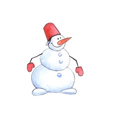 Snowmen. Watercolor illustration