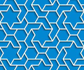 Geometric blue and white background with outline extrude effect