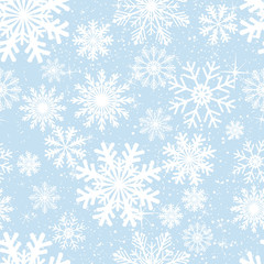 Naklejka na ściany i meble Seamless winter background with snowflakes. Colorful Christmas pattern.