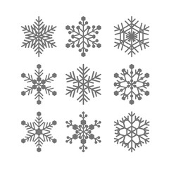 Flat snowflakes vector set