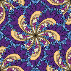 Vector Seamless Colored Ornate Pattern
