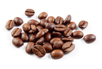  Roasted coffee beans isolated on white background. © Tim UR