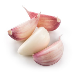 Garlic cloves isolated on white background. With clipping path.