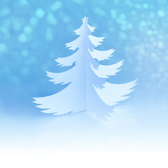 Obraz premium White Handmade Paper Christmas Tree with magic defocused