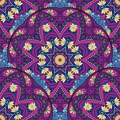 Vector Seamless Colored Ornate Pattern