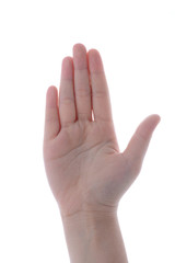Woman hand showing the five fingers