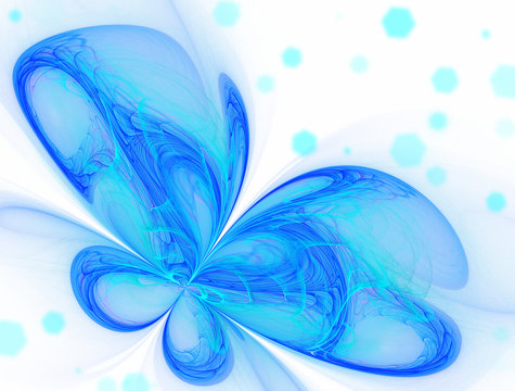 Abstract background with the image of a blue butterfly and bokeh
