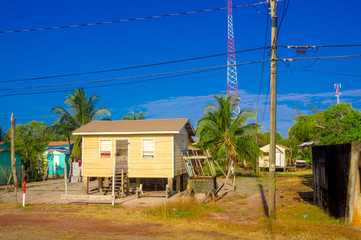 houses in the town of placencia, belize