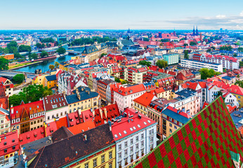 Obraz premium Aerial panorama of Wroclaw, Poland