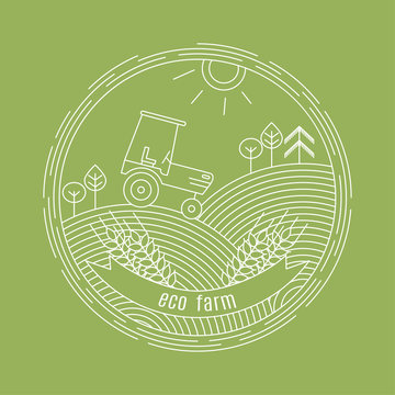 Natural Farm vector logo design template. Agriculture emblem