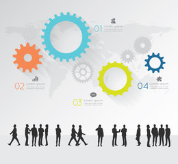 Modern infographic for business project with silhouette people.