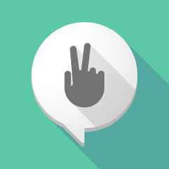 Long shadow comic balloon with a victory hand