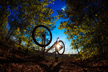 Fototapeta premium Beautiful scene of bike on sunset