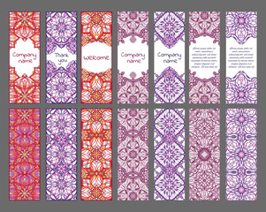 Set of cards or banners with oriental symmetric ornaments